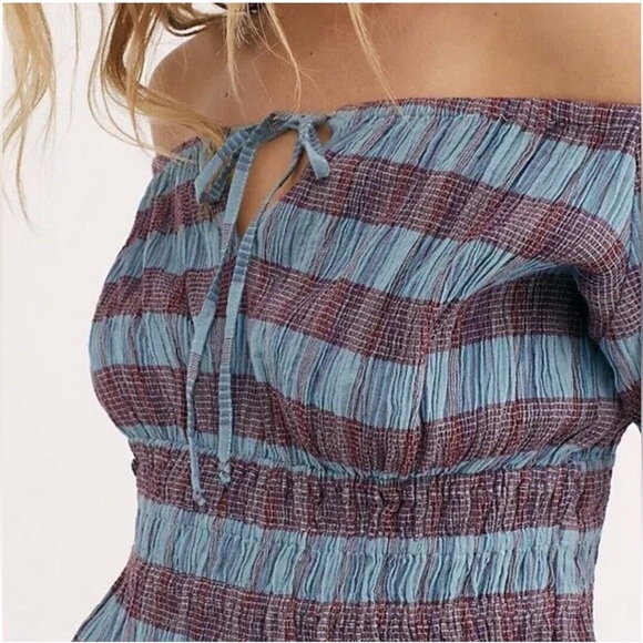 FREE PEOPLE | Vivi Smocked Stripe Top | Size Medium - Picture 3 of 9